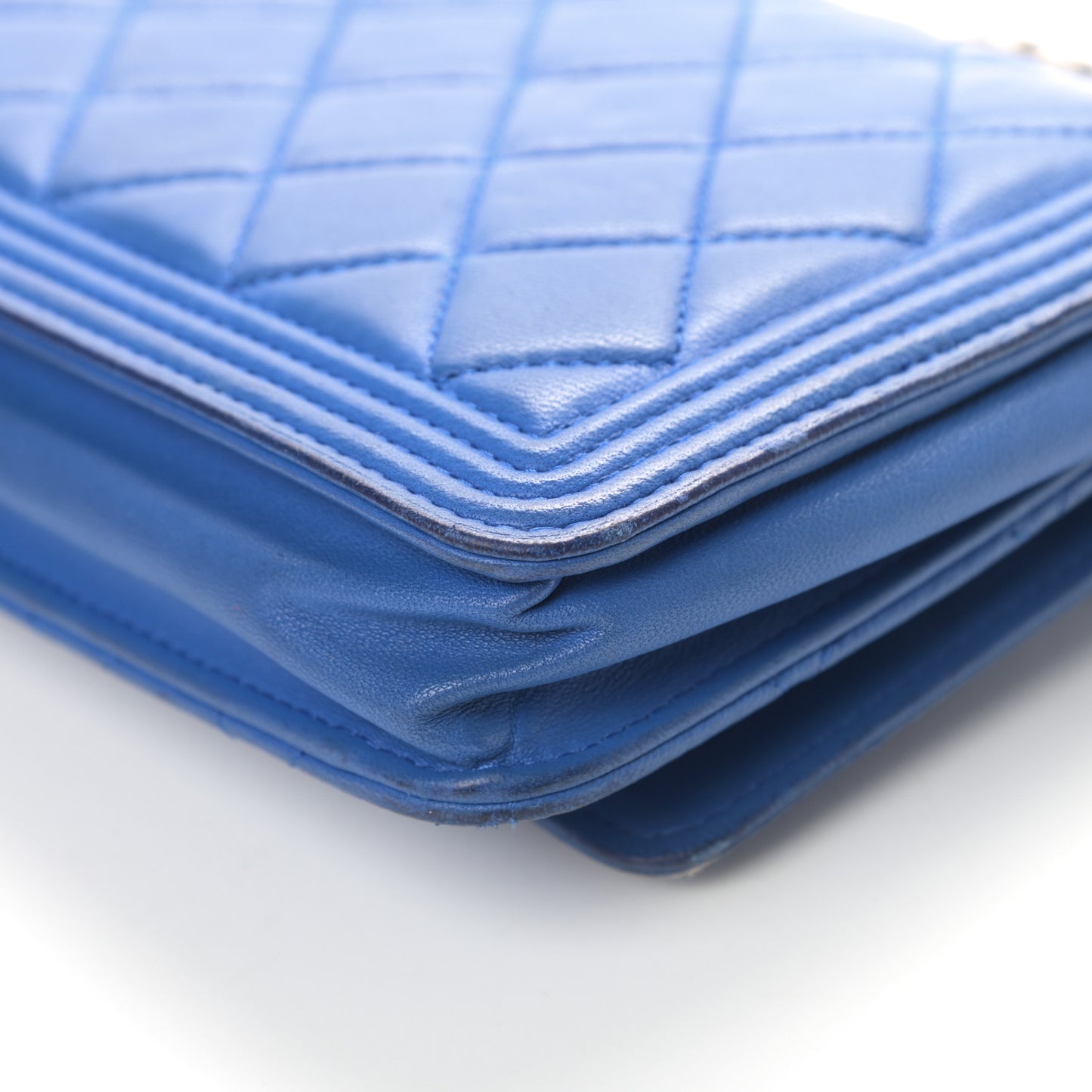 Lambskin Quilted Boy Wallet On Chain WOC Blue