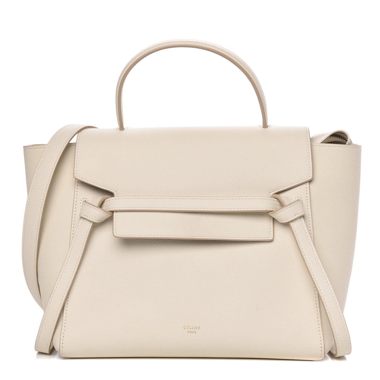Grained Calfskin Micro Belt Bag White
