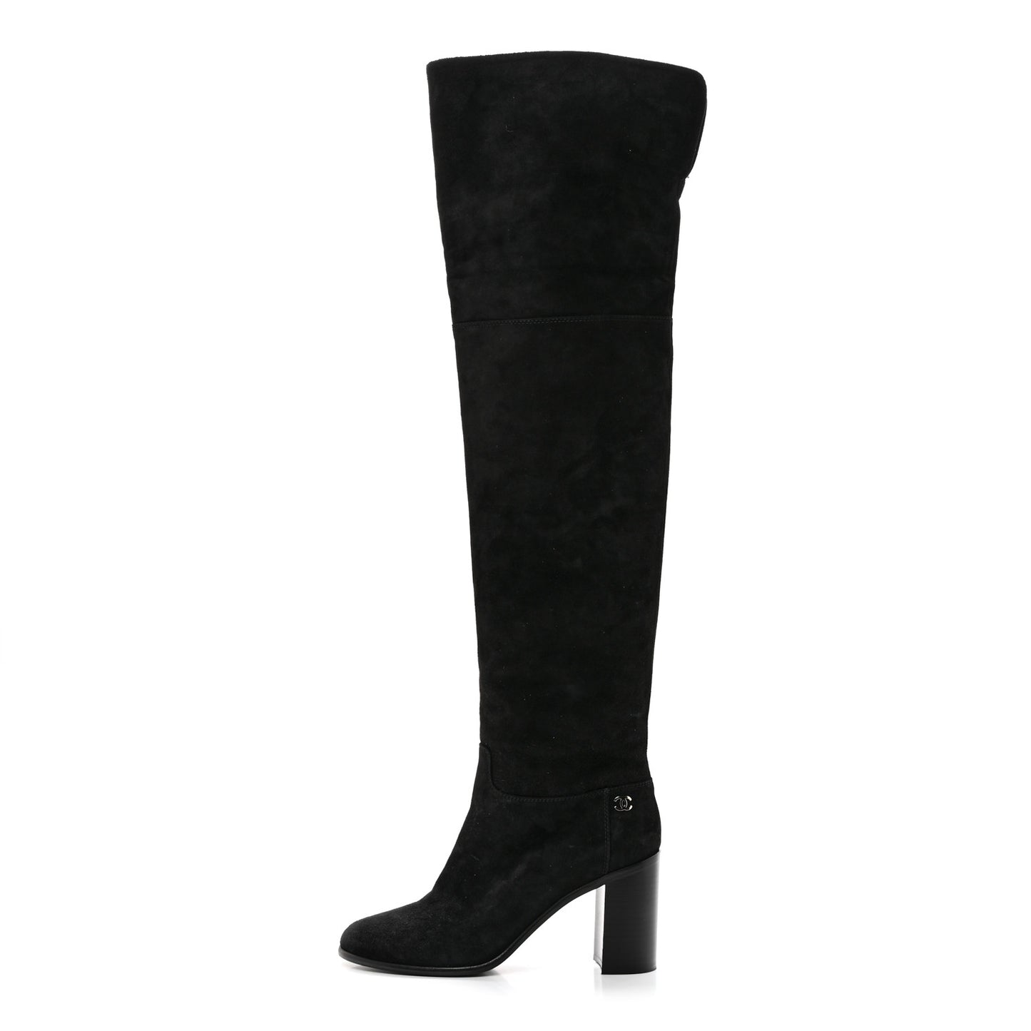 Suede Calfskin CC Over The Knee Boots 39.5 Black
