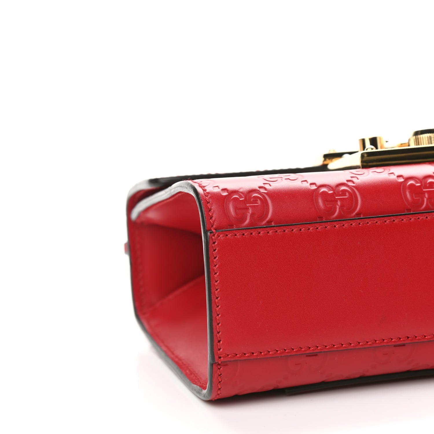Gucci Guccissima Small Padlock Shoulder Bag Hibiscus Red 8 of 9