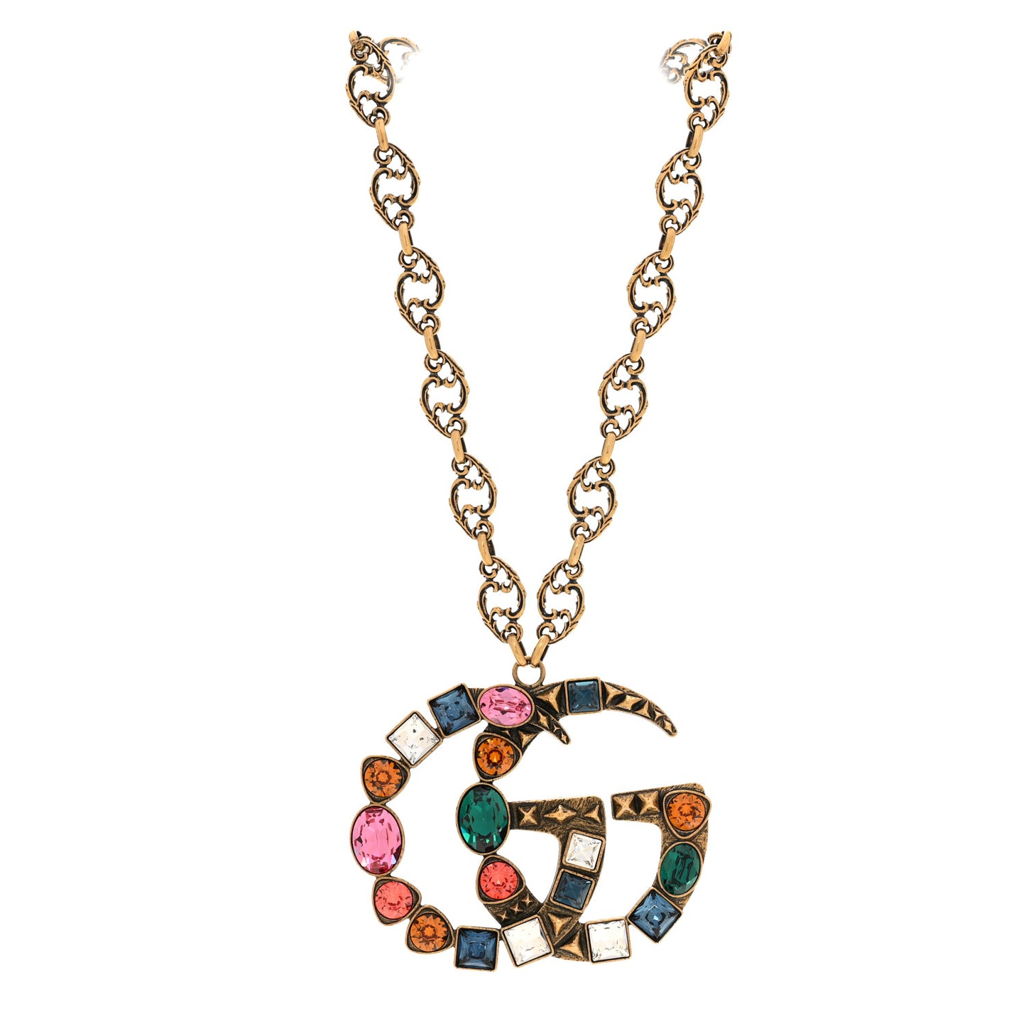 Crystal Marmont Necklace Aged Gold Multicolor