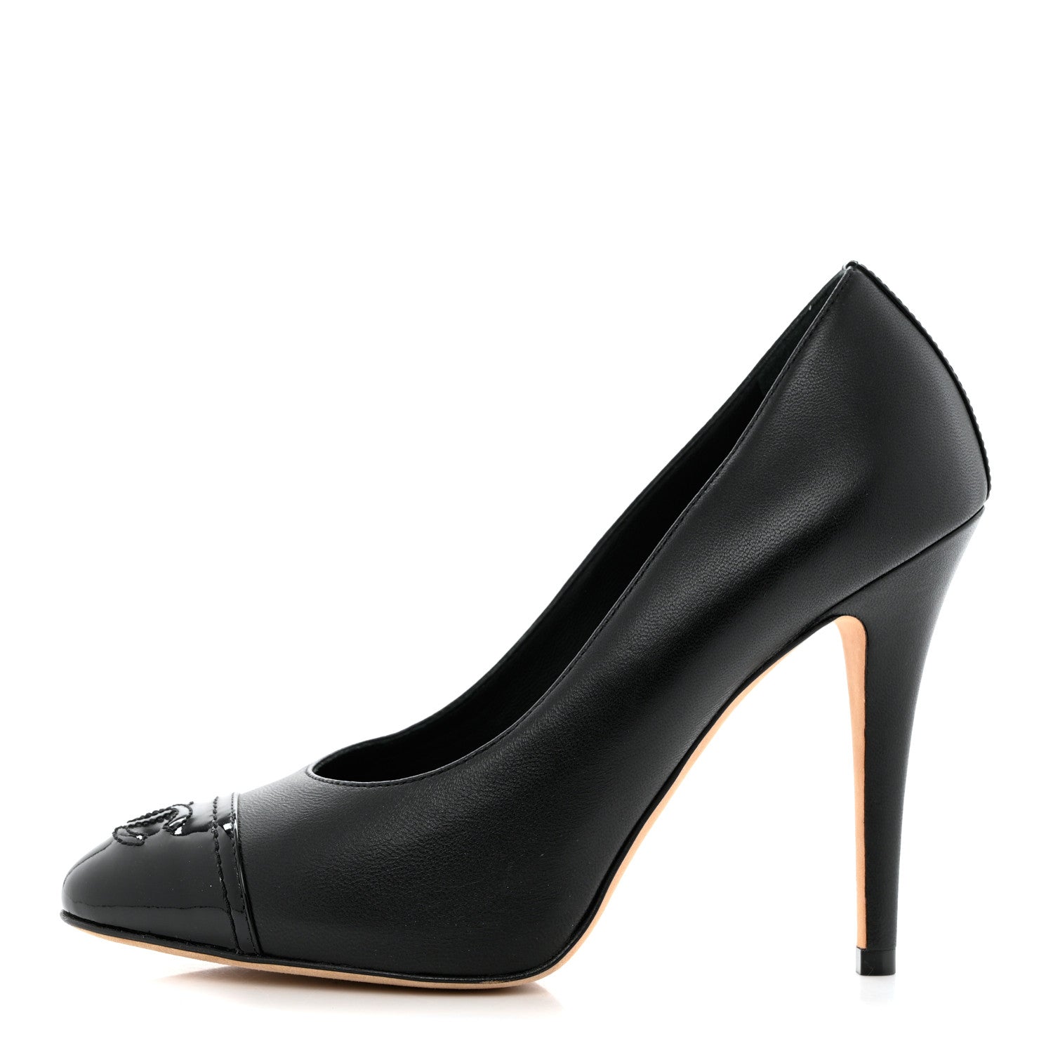 Chanel Lambskin Patent Calfskin Cap Toe CC Pumps 36 Black 1 of 11