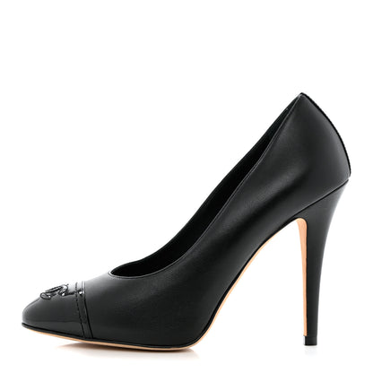 Chanel Lambskin Patent Calfskin Cap Toe CC Pumps 36 Black 1 of 11