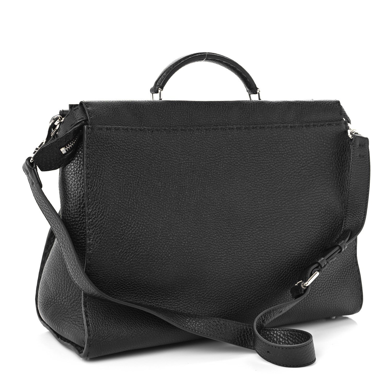 Fendi Cuoio Romano Selleria Metal Stitch Large Mens Peekaboo Iconic Essential Satchel Black 2 of 9