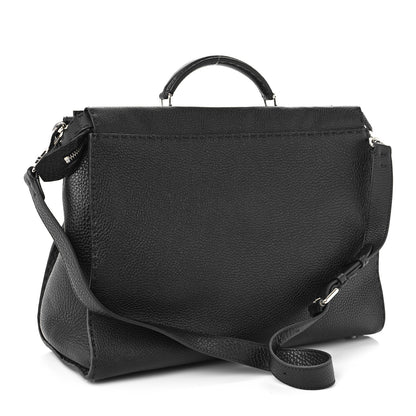 Fendi Cuoio Romano Selleria Metal Stitch Large Mens Peekaboo Iconic Essential Satchel Black 2 of 9
