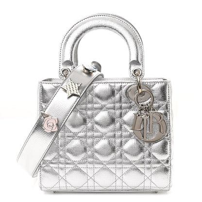 Christian Dior Metallic Grained Calfskin Cannage Small Lucky Badges My Lady Dior Silver 1 of 12