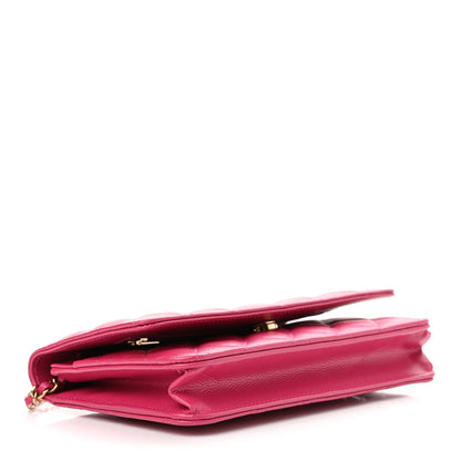 Chanel Caviar Quilted Wallet on Chain WOC Dark Pink 4 of 10