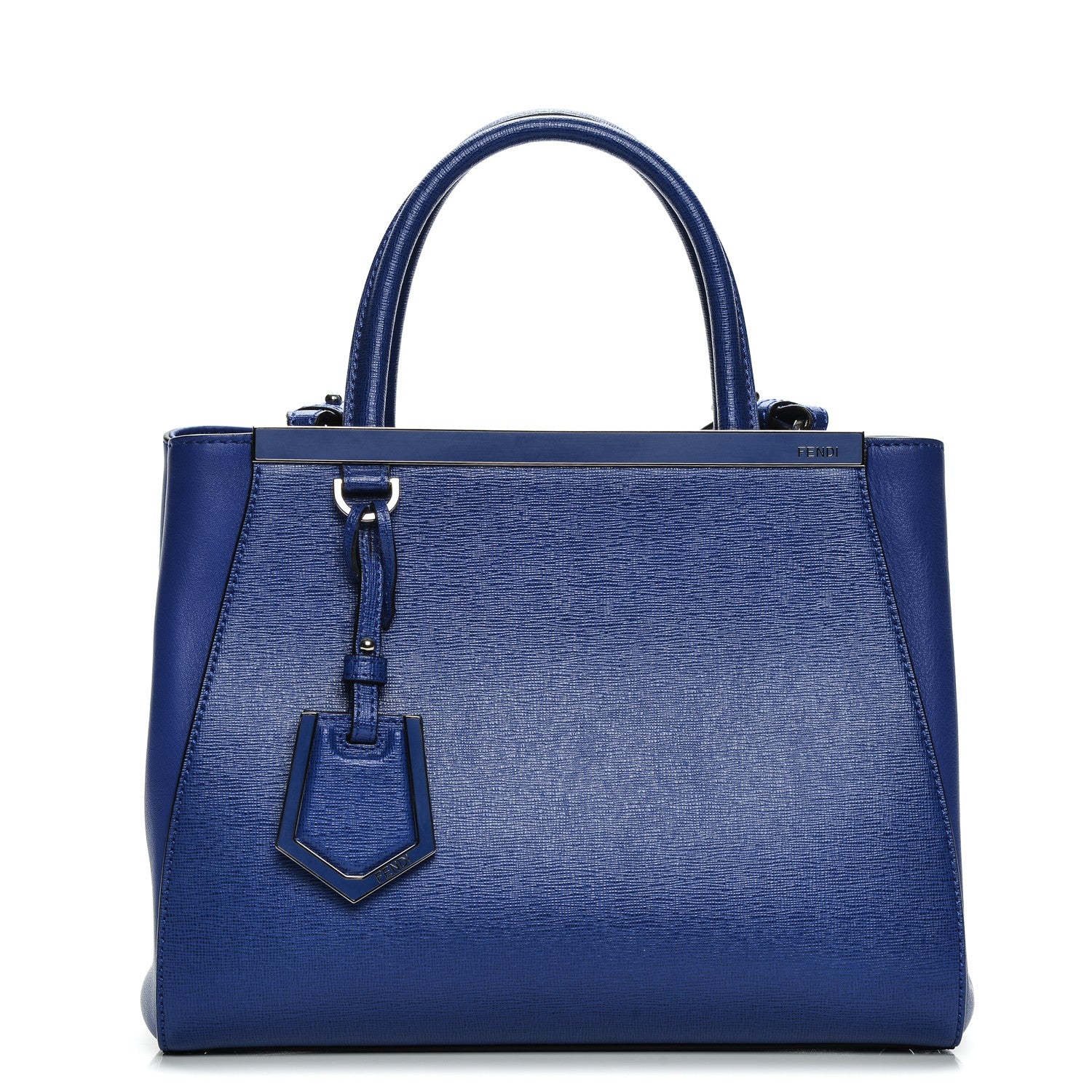 Fendi Vitello Elite Petite 2Jours Tote Blue Neon 1 of 8