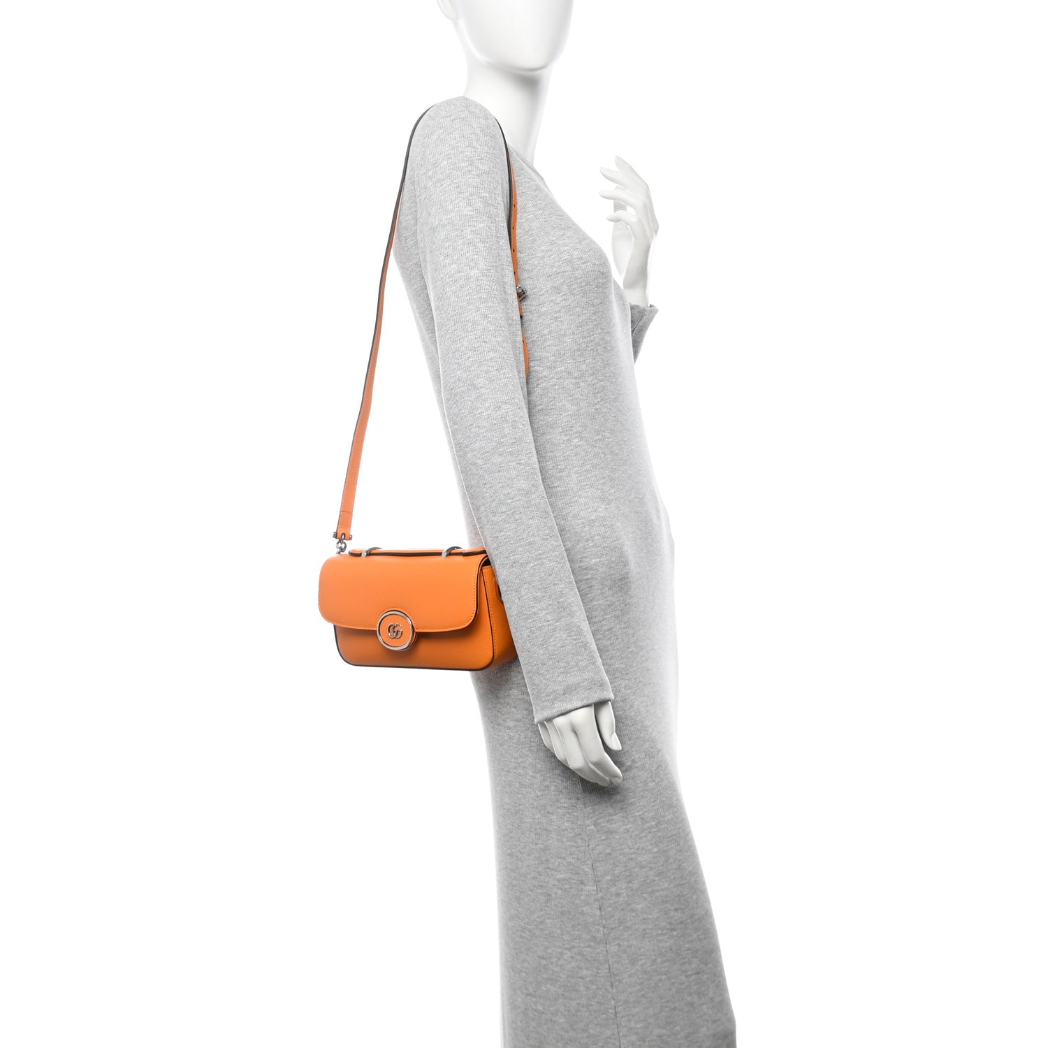 Gucci Senna Calfskin Petite GG Top Handle Shoulder Bag Orange 2 of 11