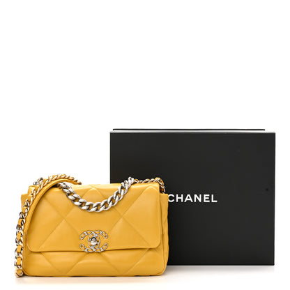 Chanel Lambskin Quilted Medium Chanel 19 Flap Yellow 11 of 11