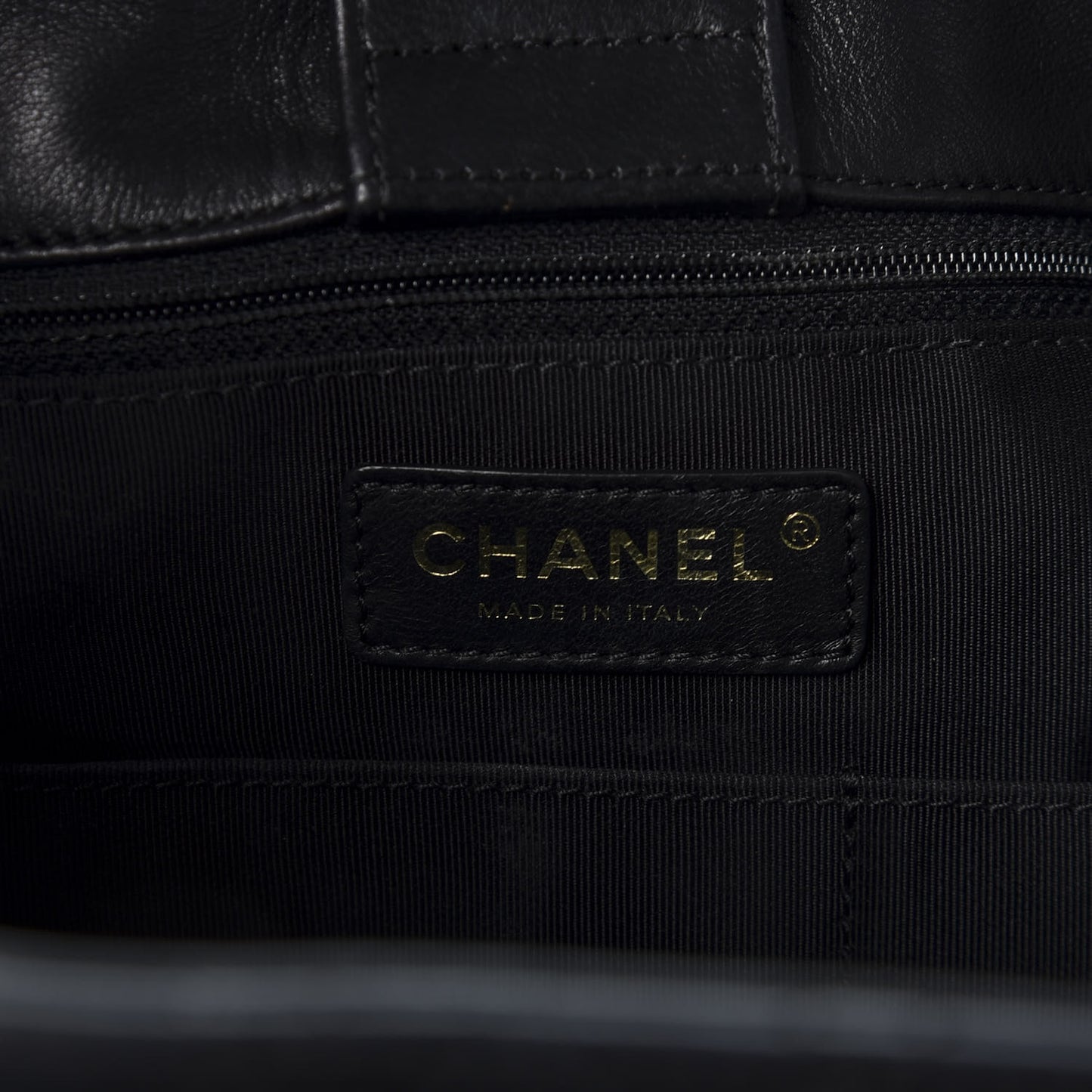 Lambskin Quilted Large Drawstring Bag Black
