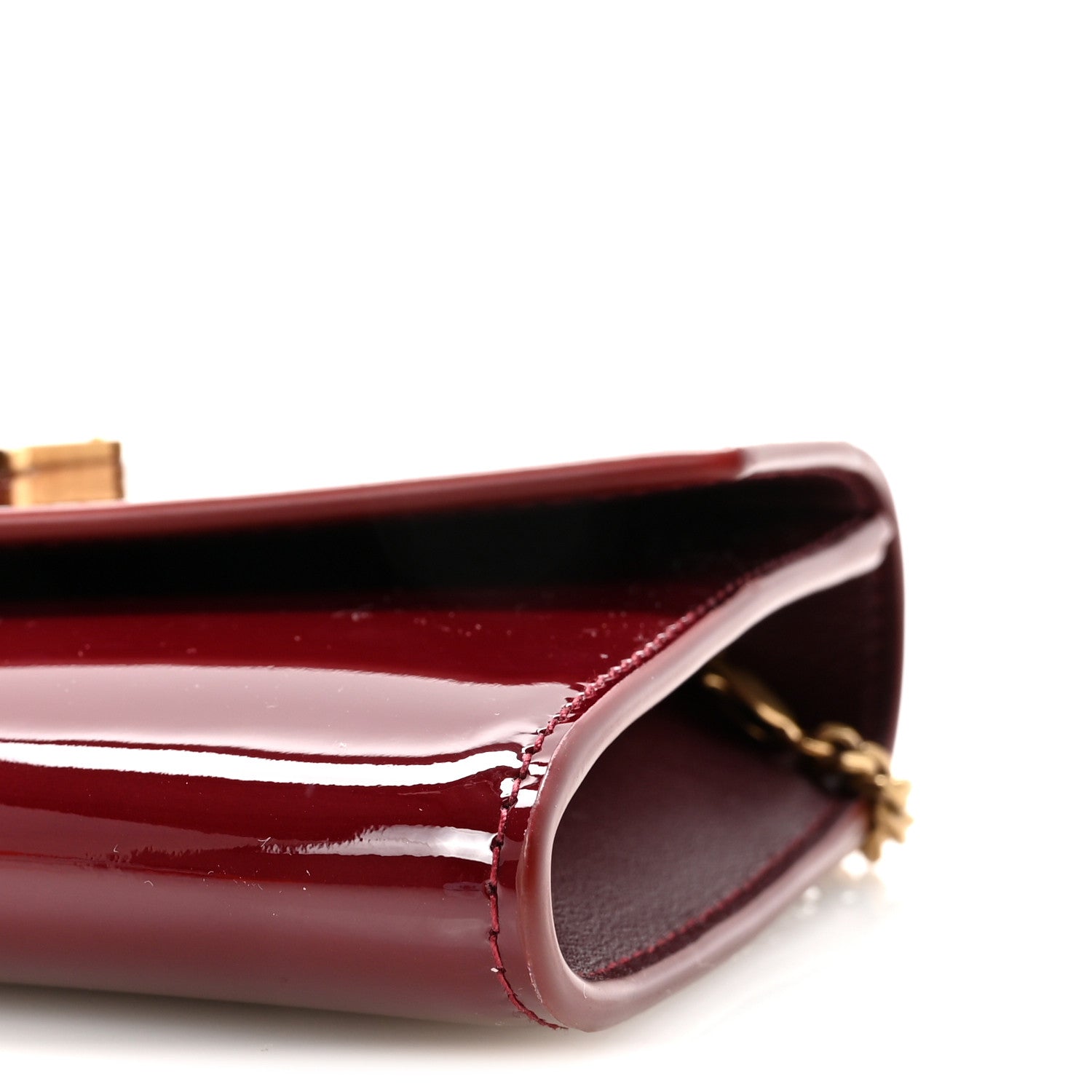Saint Laurent Patent Uptown Chain Wallet Red Grenat 10 of 11