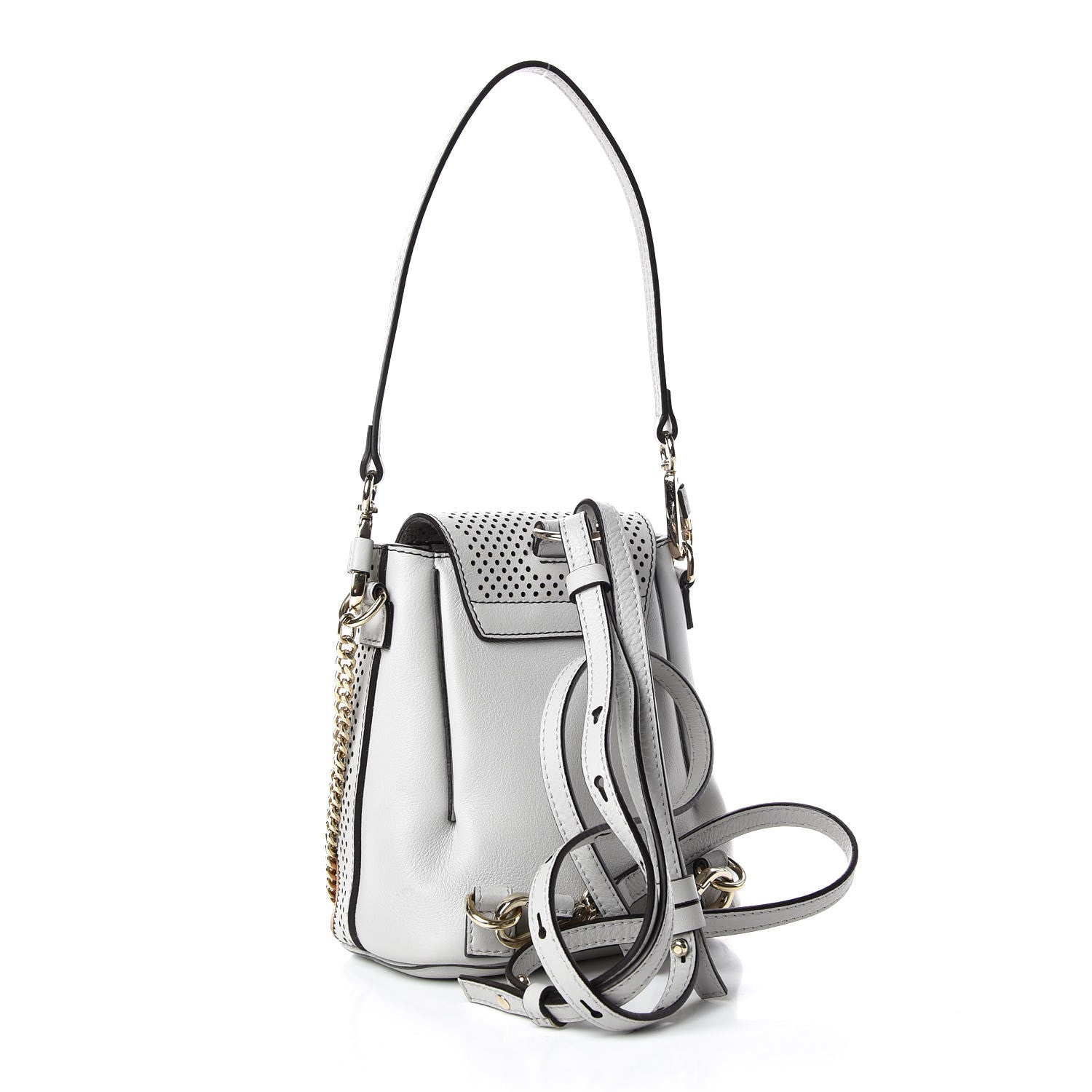 Chloe Calfskin Suede Paisley Patchwork Perforated Mini Faye Backpack Airy Grey 4 of 16