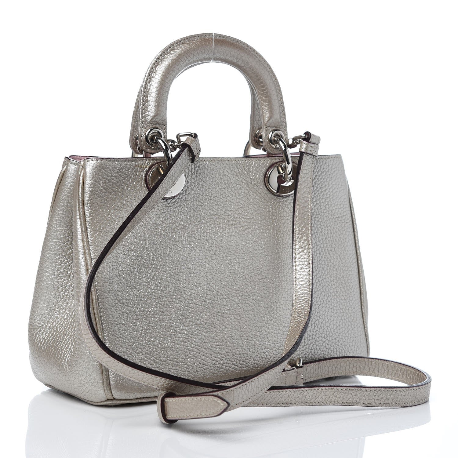 Christian Dior Metallic Bullcalf Small Diorissimo Champagne 3 of 7