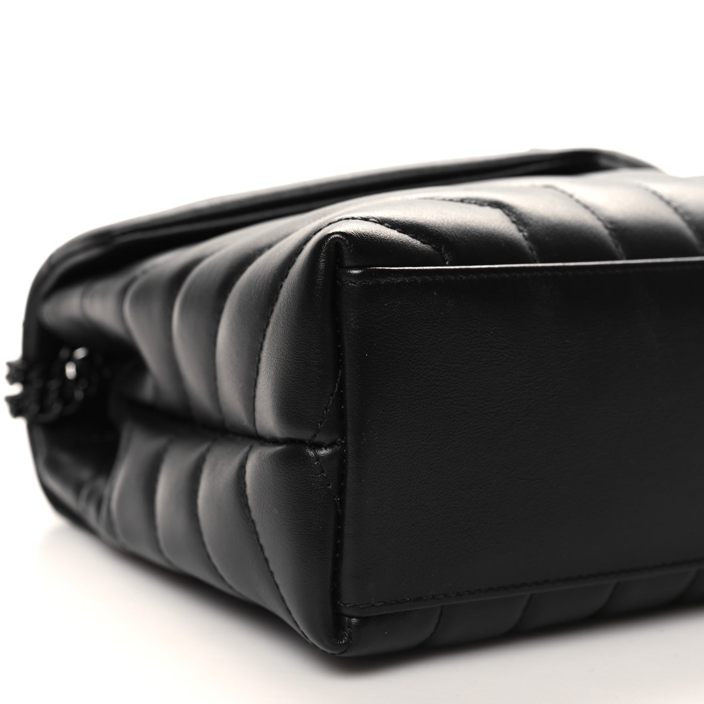 Calfskin Y Quilted Monogram Monochrome Small Loulou Chain Satchel Black