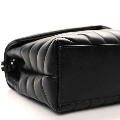 Saint Laurent Calfskin Y Quilted Monogram Monochrome Small Loulou Chain Satchel Black 9 of 10