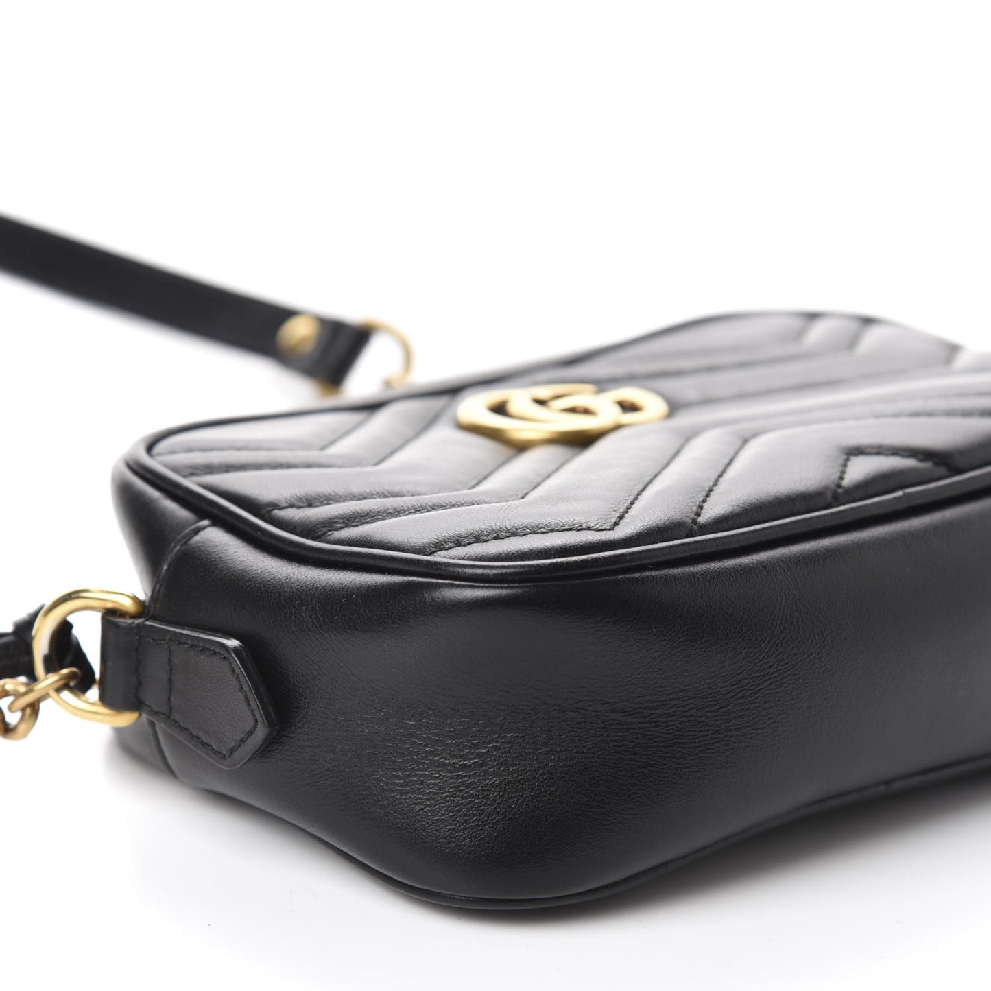 Calfskin Matelasse Mini GG Marmont Chain Shoulder Bag Black
