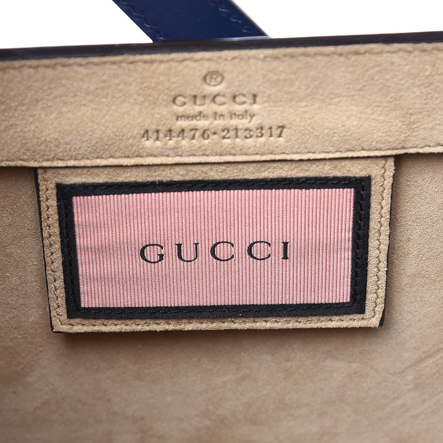 Gucci Calfskin GucciGhost Medium XL Tote Blue Agata Hibiscus Red 9 of 9