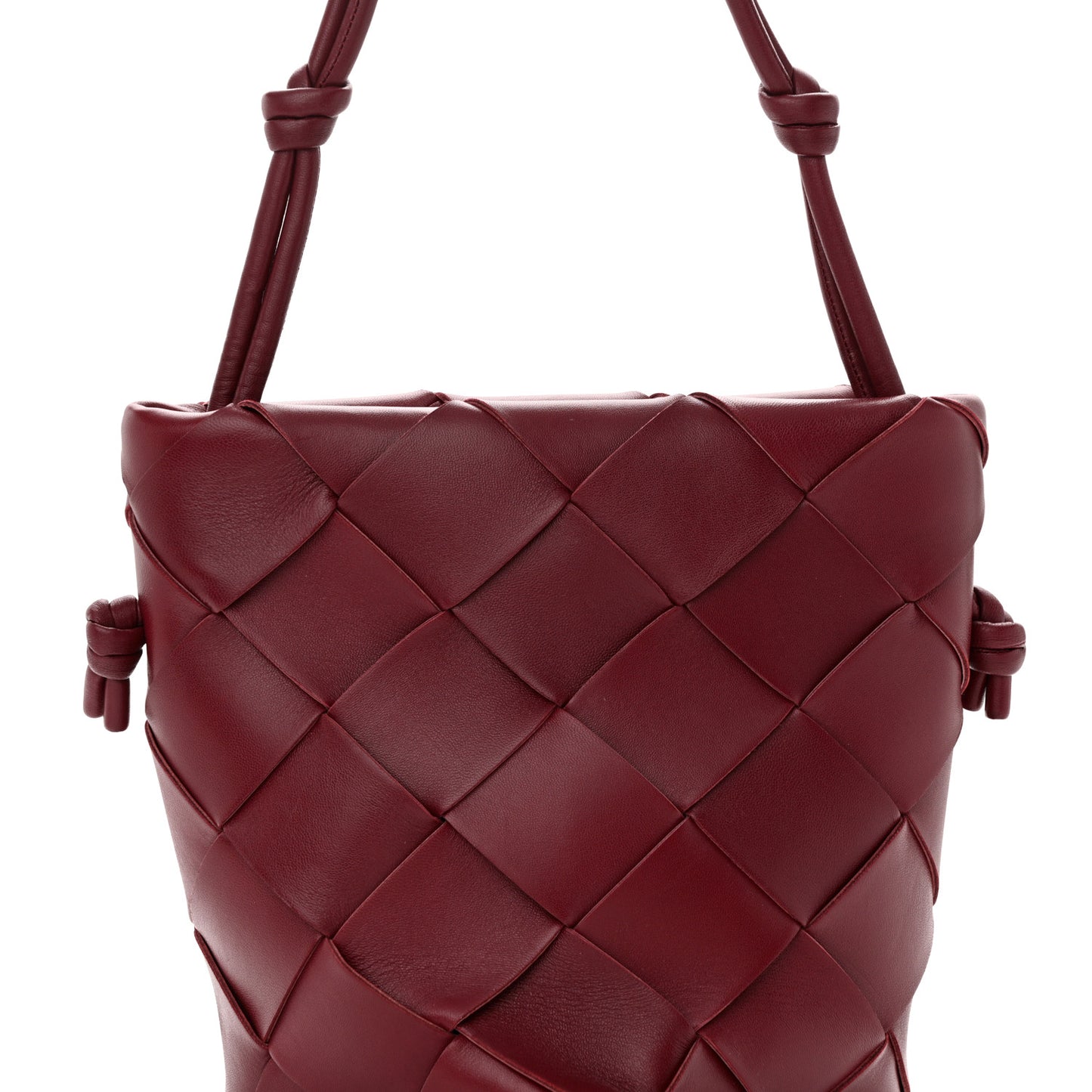Nappa Maxi Intrecciato Clasp Bucket Bag Bordeaux
