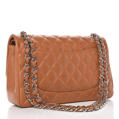 Chanel Caviar Quilted Jumbo Double Flap Light Brown 4 of 11
