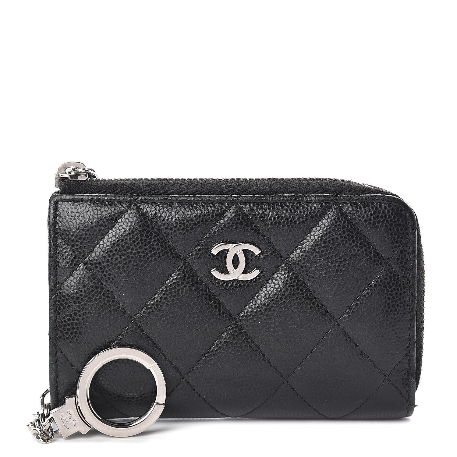 Chanel Iridescent Caviar Quilted Zipped Key Holder Case Black 1 of 7