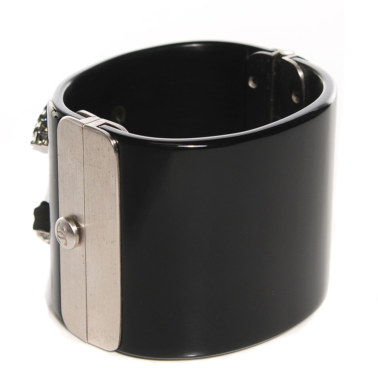 Resin Crystal Baguette CC Wide Cuff Black