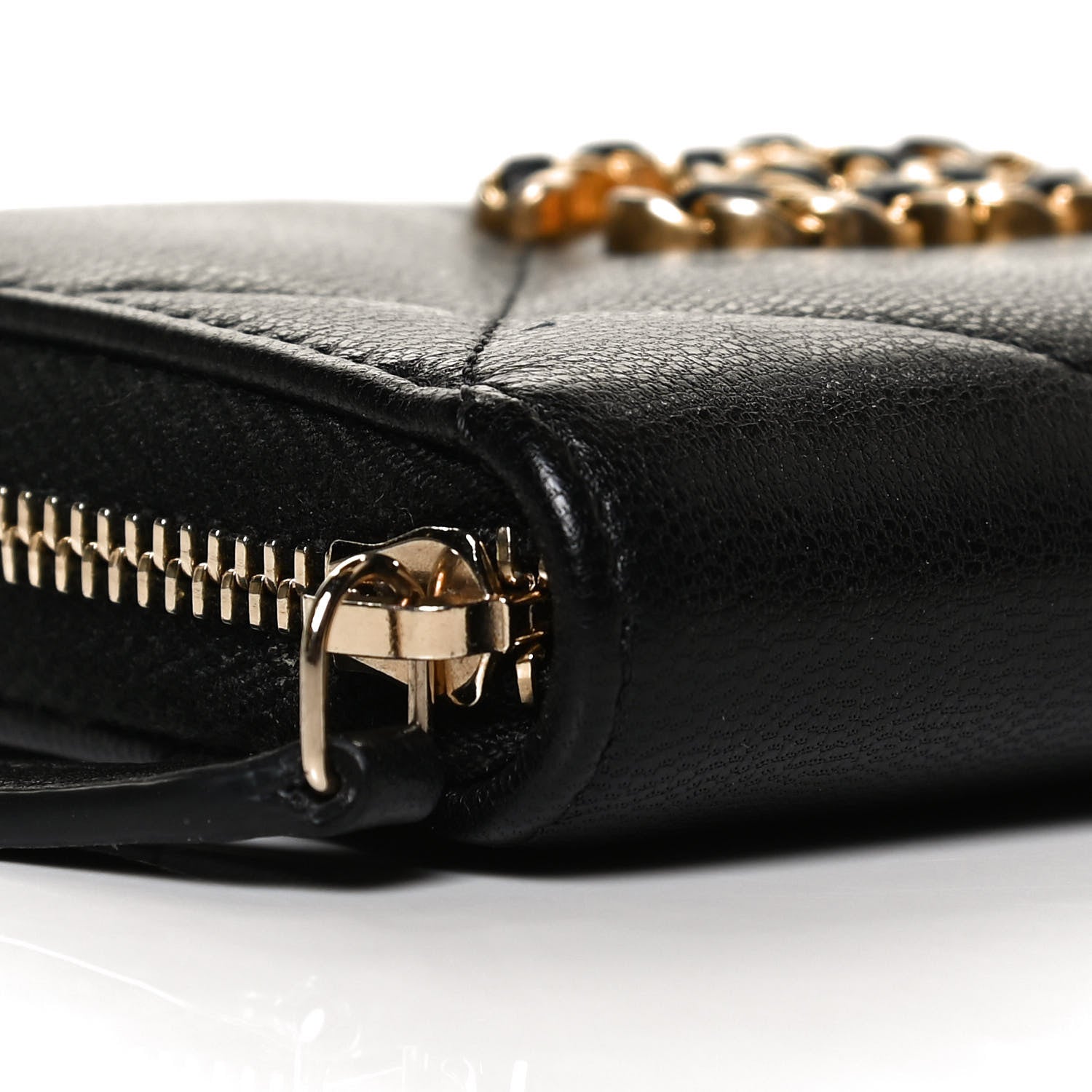 Chanel Shiny Goatskin Quilted Chanel 19 Zip Around Coin Purse Wallet Black 8 of 10