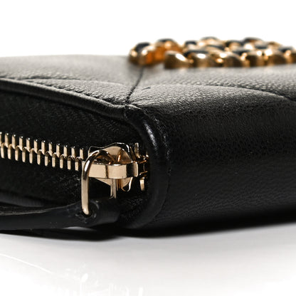 Chanel Shiny Goatskin Quilted Chanel 19 Zip Around Coin Purse Wallet Black 8 of 10