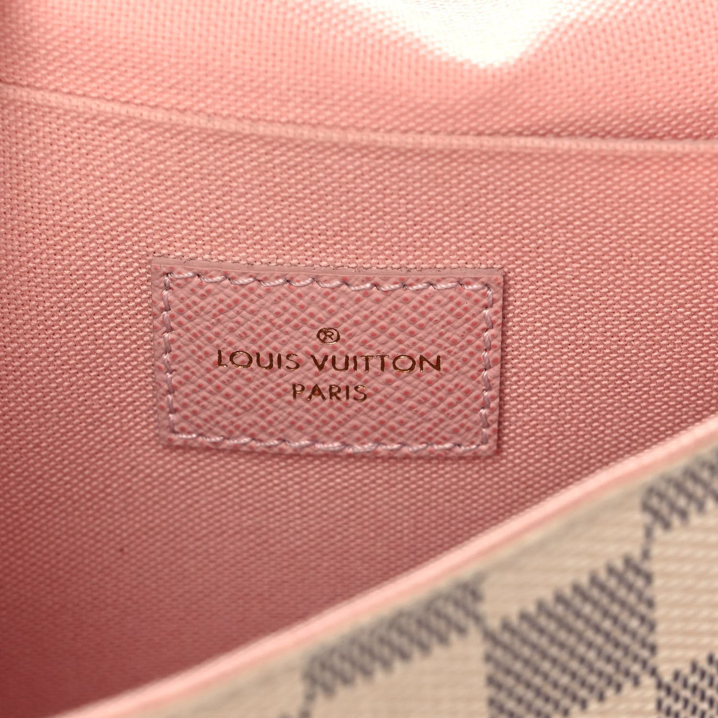 Damier Azur Pochette Felicie Chain Wallet Rose Ballerine