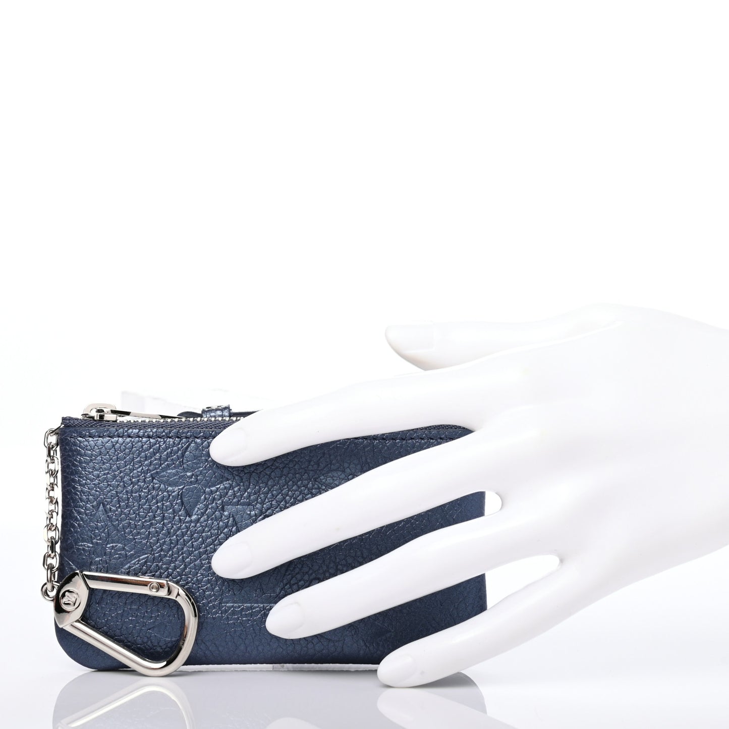 Metallic Empreinte Monogram Giant Key Pouch Navy Nacre