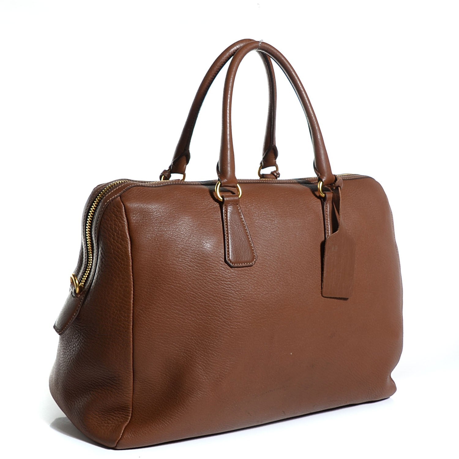 Prada Cervo Double Handle Tote Brown 3 of 10