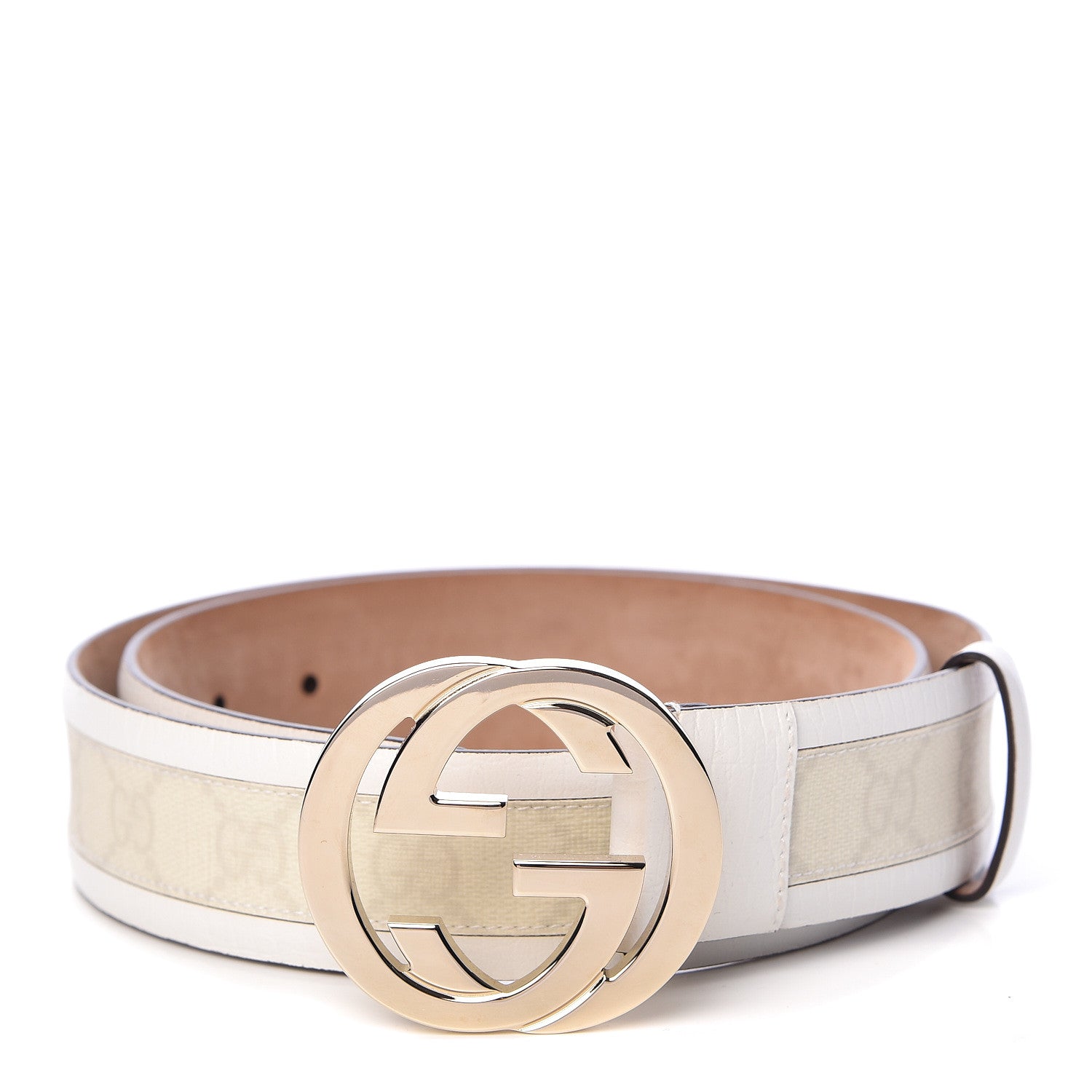 Gucci GG Plus Monogram Calfskin Interlocking G 40mm Belt 85 34 White 1 of 6