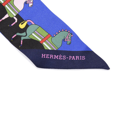 Hermes Silk Rocabar Twilly Bleu Royal Jaune Vert 2 of 4