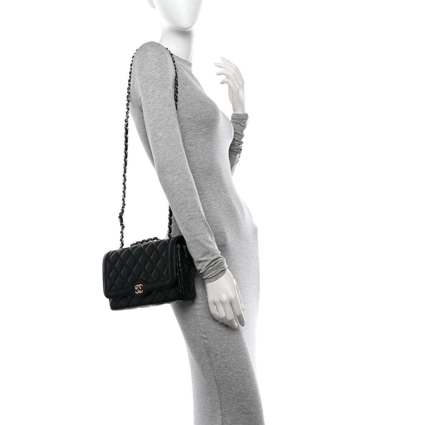 Lambskin Quilted Small Flap Bag Black