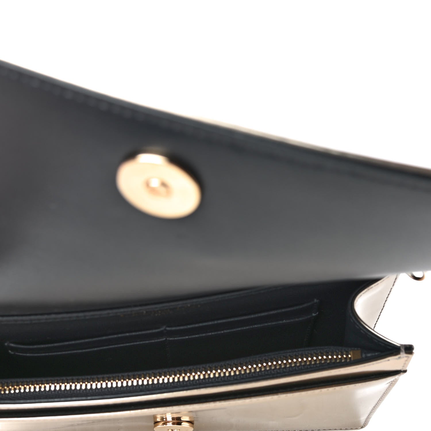Christian Dior Metallic Patent Micro-Cannage Diorama Wallet on Chain Pouch Gold 4 of 4