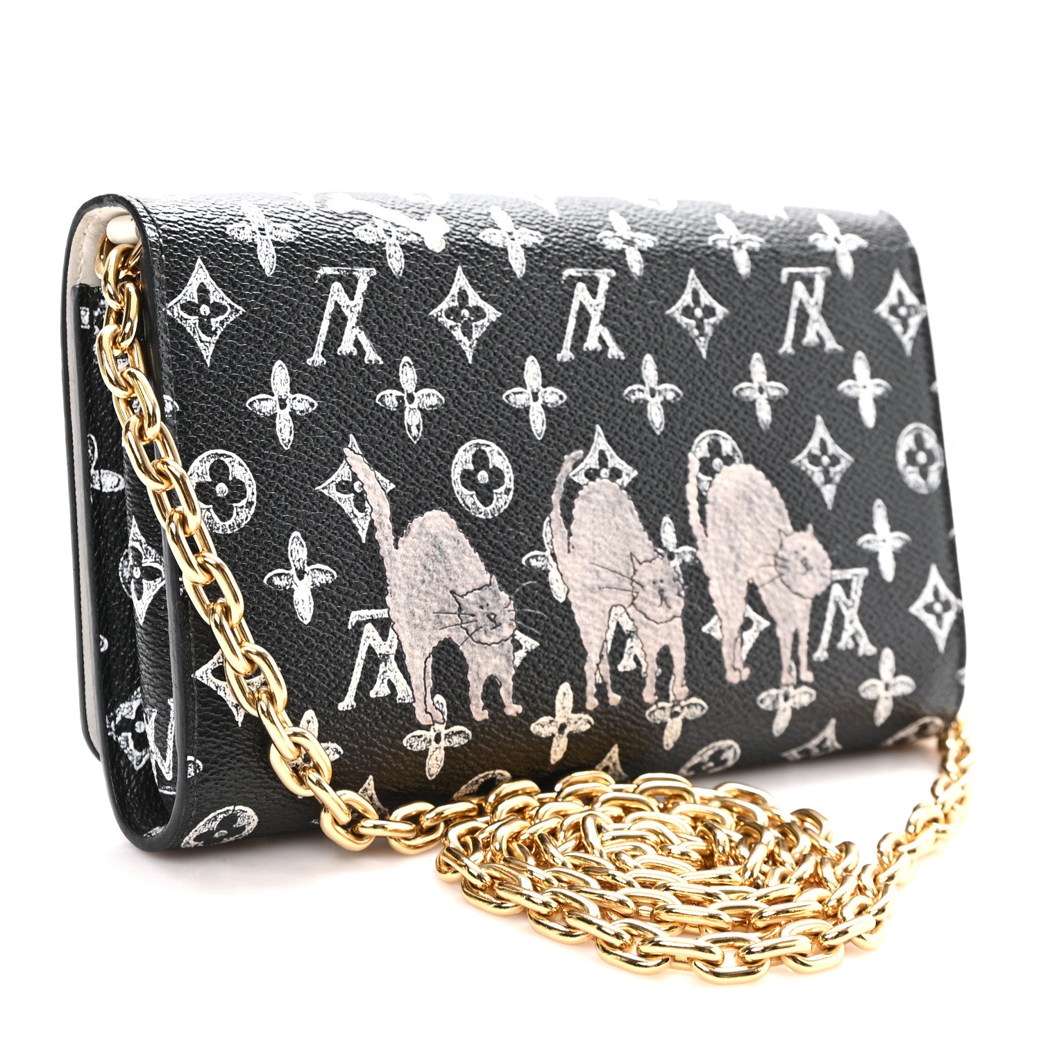 Louis Vuitton Catogram Twist Chain Wallet Black 3 of 9