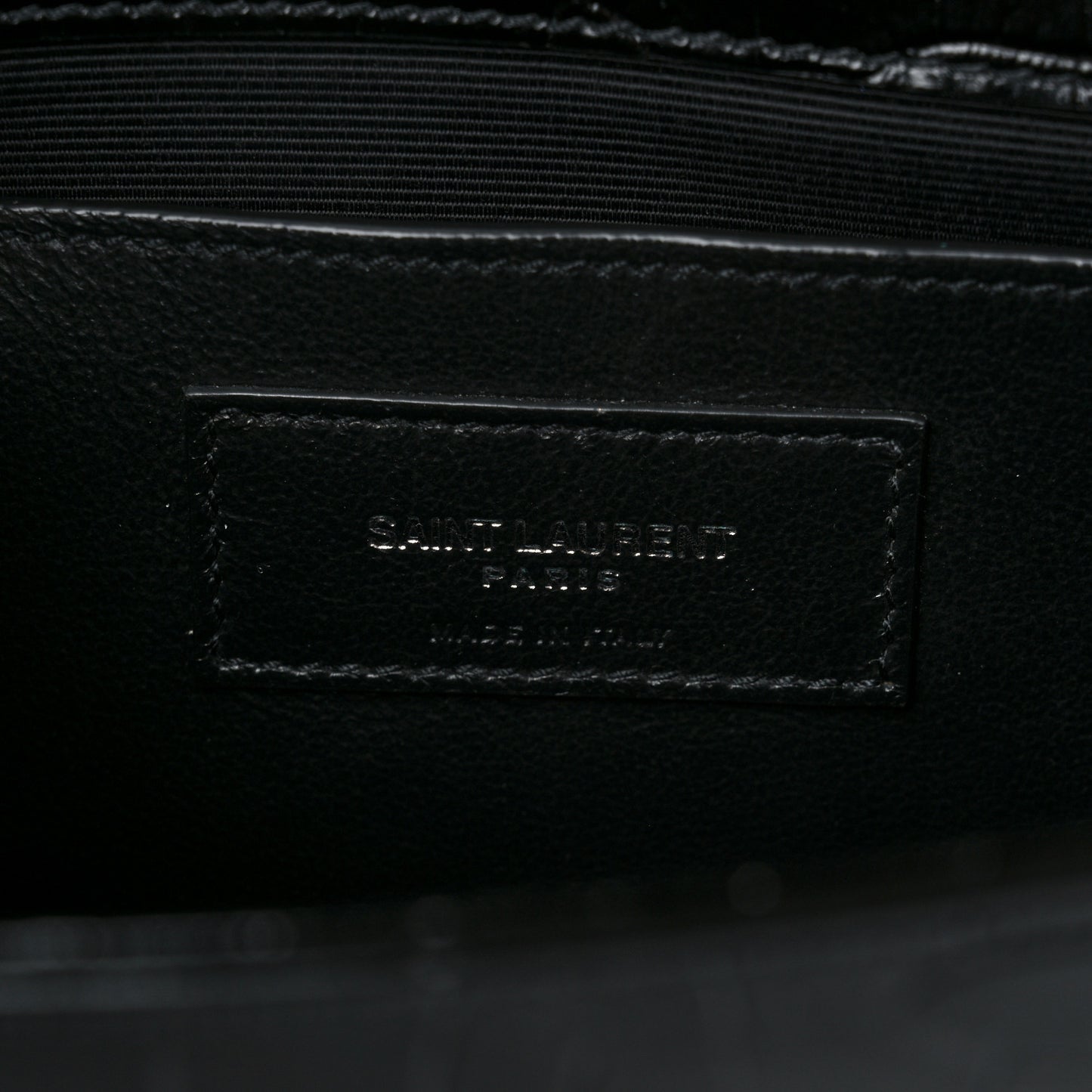 Calfskin Crocodile Embossed Small Classic Monogram Kate Tassel Satchel Black