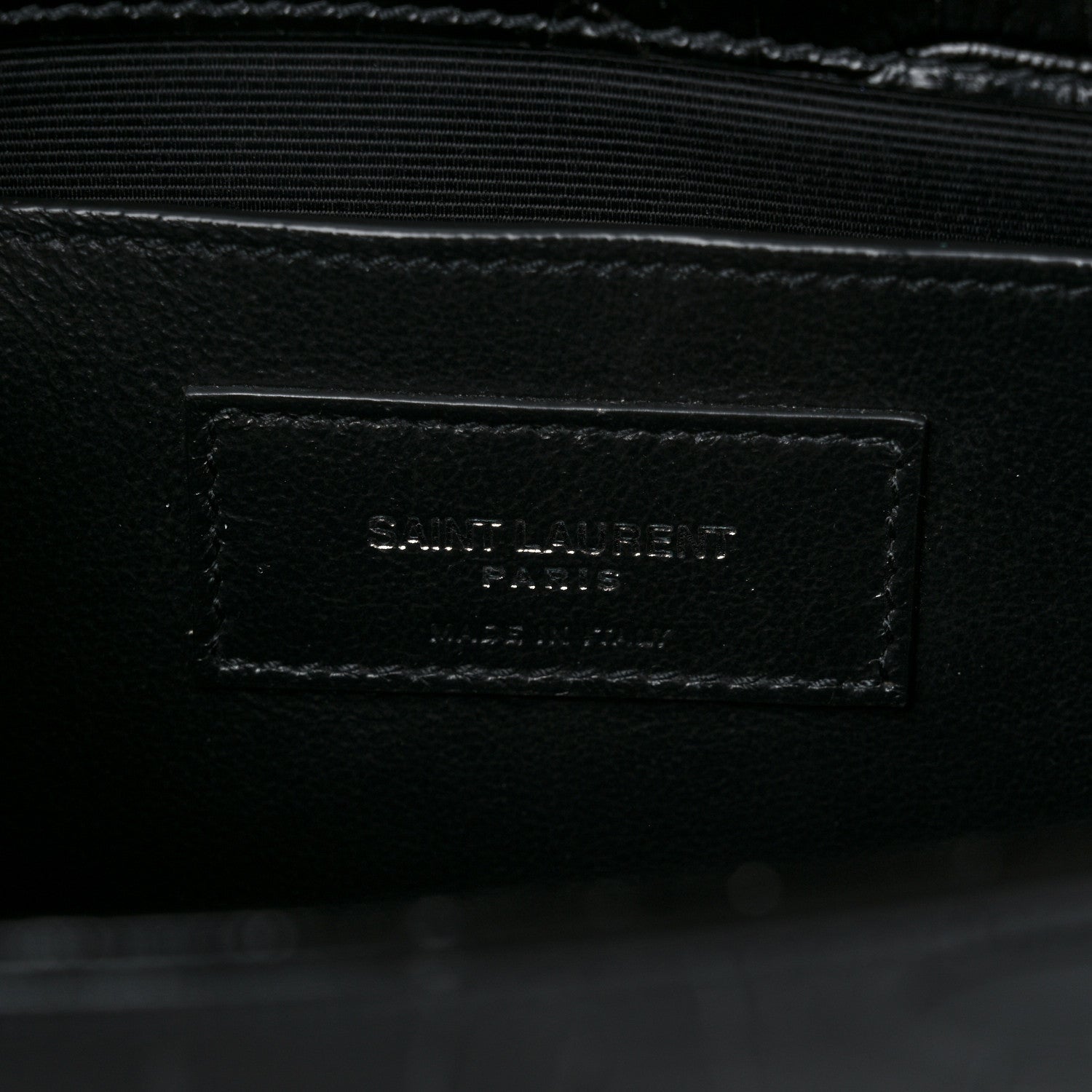 Saint Laurent Calfskin Crocodile Embossed Small Classic Monogram Kate Tassel Satchel Black 7 of 10