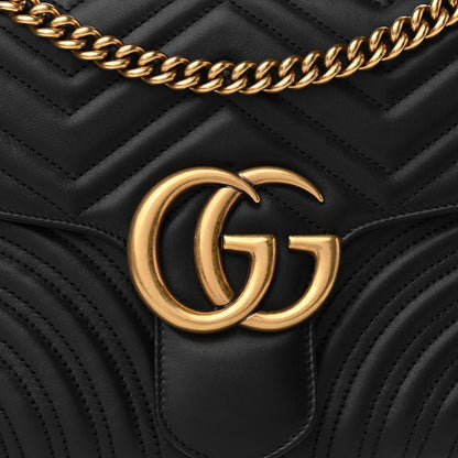 Gucci Calfskin Matelasse Medium GG Marmont Shoulder Bag Black 8 of 10