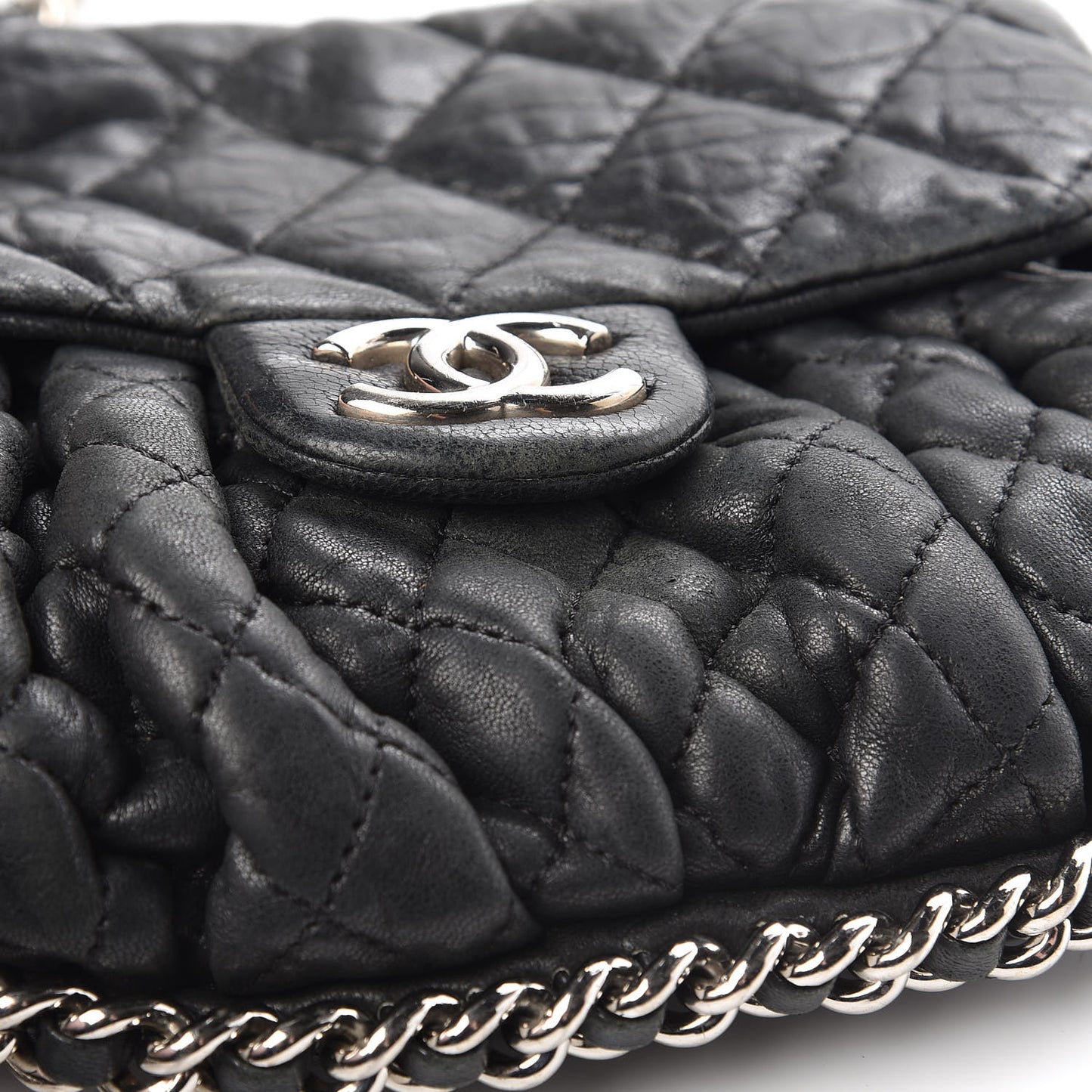 Washed Lambskin Mini Chain Around Messenger Black