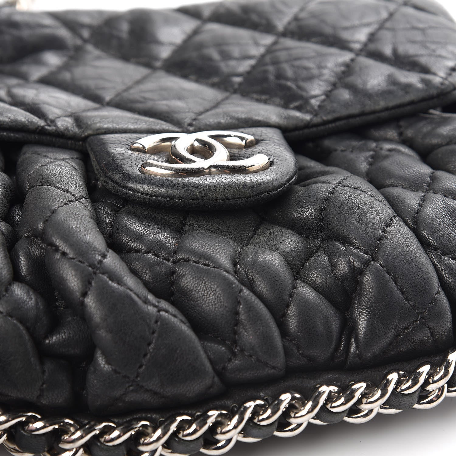 Chanel Washed Lambskin Mini Chain Around Messenger Black 9 of 9