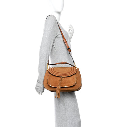 Chloe Suede Braided Medium Hudson Double Carry Shoulder Bag Caramel 2 of 10