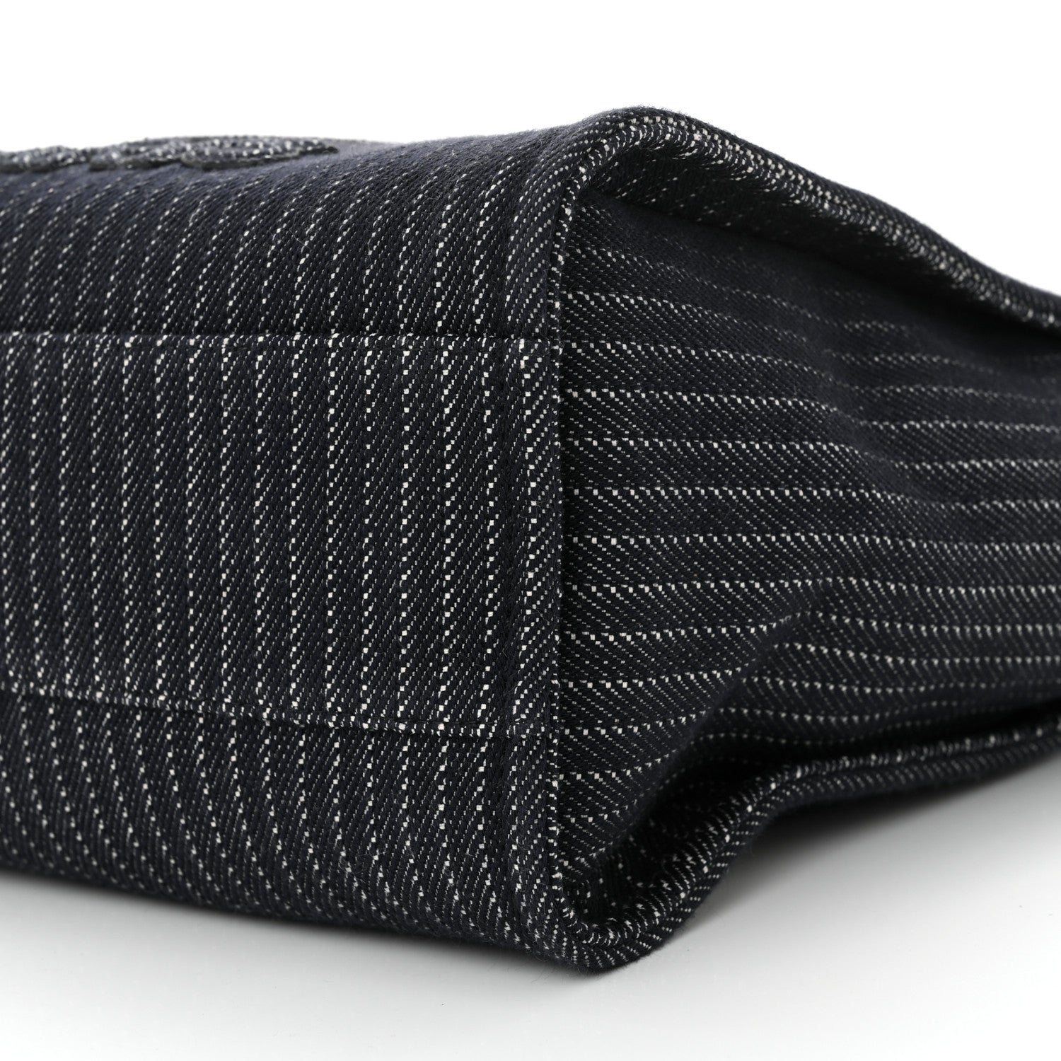 Chanel Mixed Fibers Striped Small Deauville Navy Blue White 11 of 12