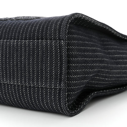 Chanel Mixed Fibers Striped Small Deauville Navy Blue White 11 of 12