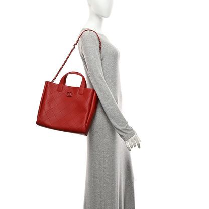Chanel Bullskin Stitched Medium Shopping Bag  Red 2 of 10