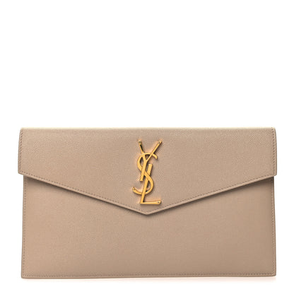 Saint Laurent Grain De Poudre Uptown Pouch Dark Beige 1 of 10