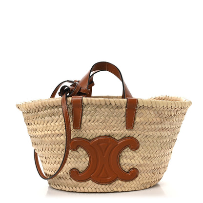 Celine Palm Leaf Calfskin Triomphe Teen Panier Tan 1 of 9