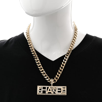 Chanel x Pharrell Williams Crystal Logo Necklace Gold 2 of 6