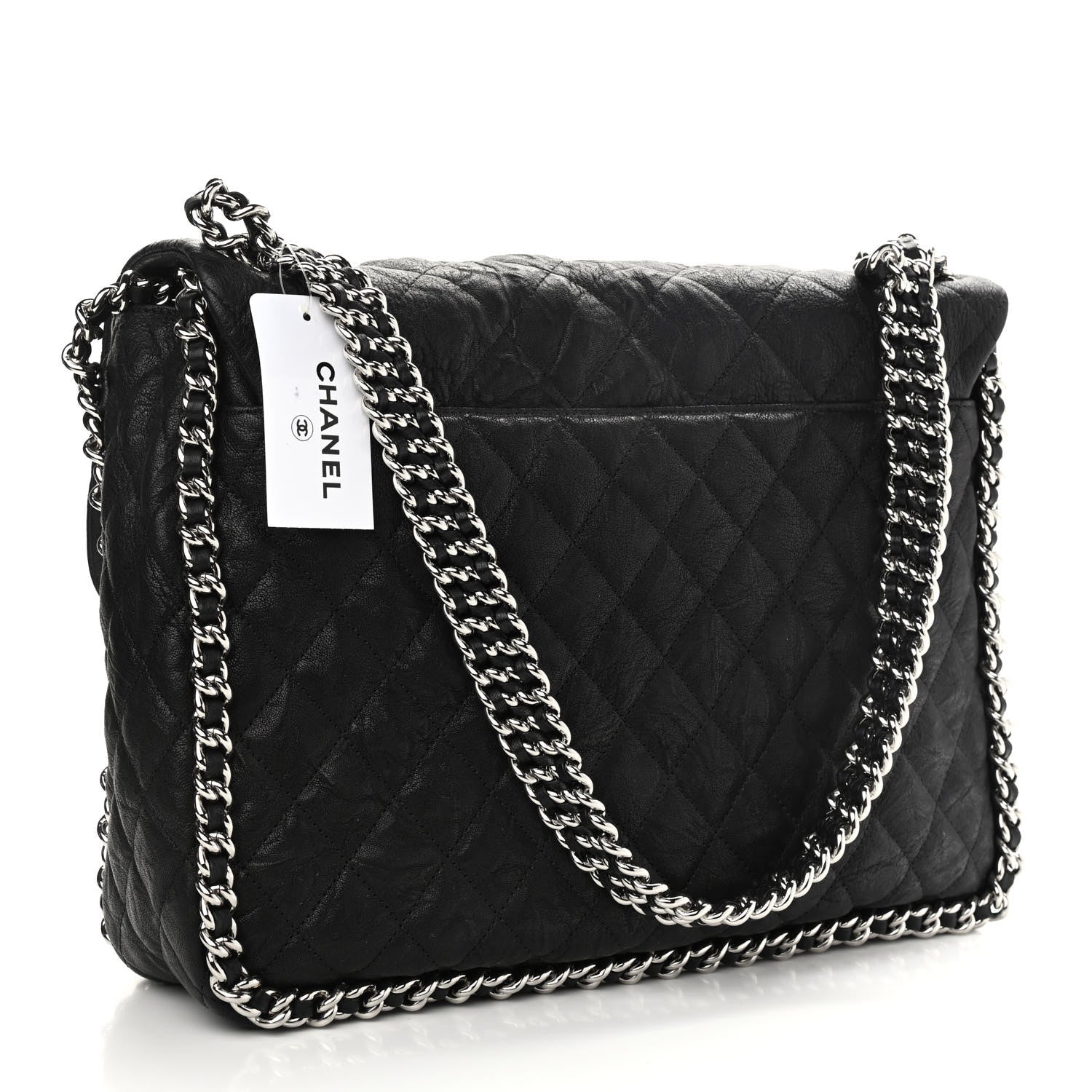 Chanel Washed Lambskin Quilted Maxi Chain Around Flap Black 3 of 10