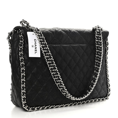 Chanel Washed Lambskin Quilted Maxi Chain Around Flap Black 3 of 10